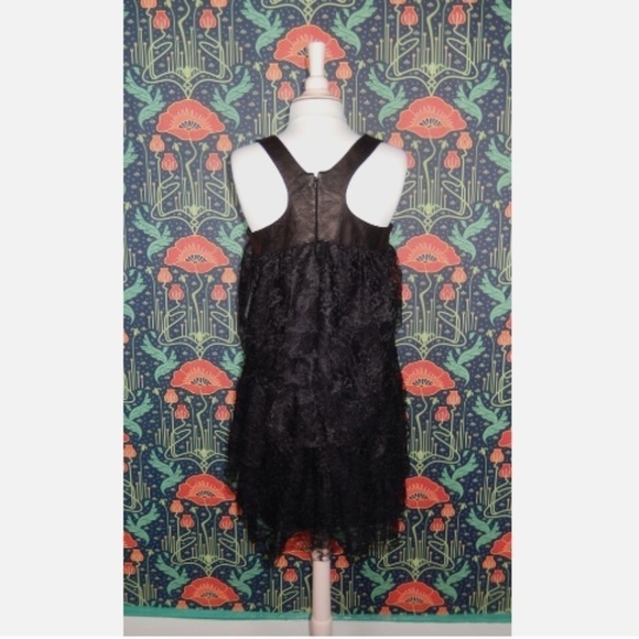 Robert Rodriguez Black Tiered Lace Punk Goth Leather Yoke Dress Nwt 8 - Picture 6 of 6
